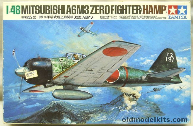 Tamiya 1/48 Mitsubishi A6M3 Type 32 Hamp Zero - With 7 Figures - 2 Fighter Group Buna East of New Guinea 1940 / Tainan FG (1st) Buna '42-'43 / 204 FG Rabaul 1943 / Tainan FG (2nd) Taiwan 1944, MA125-800 plastic model kit